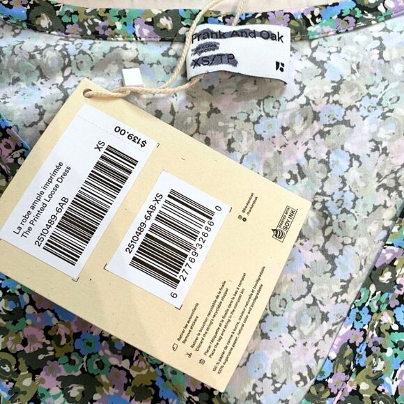 NWT FRANK AND OAK THE PRINTED LOOSE DRESS IN LILAC BLUE COLORS - XS - Picture 9 of 12